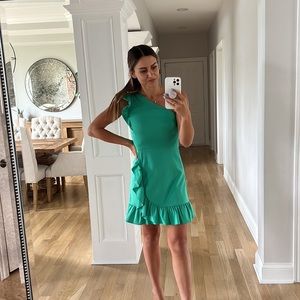 Jcrew Green One shoulder dress- size 0